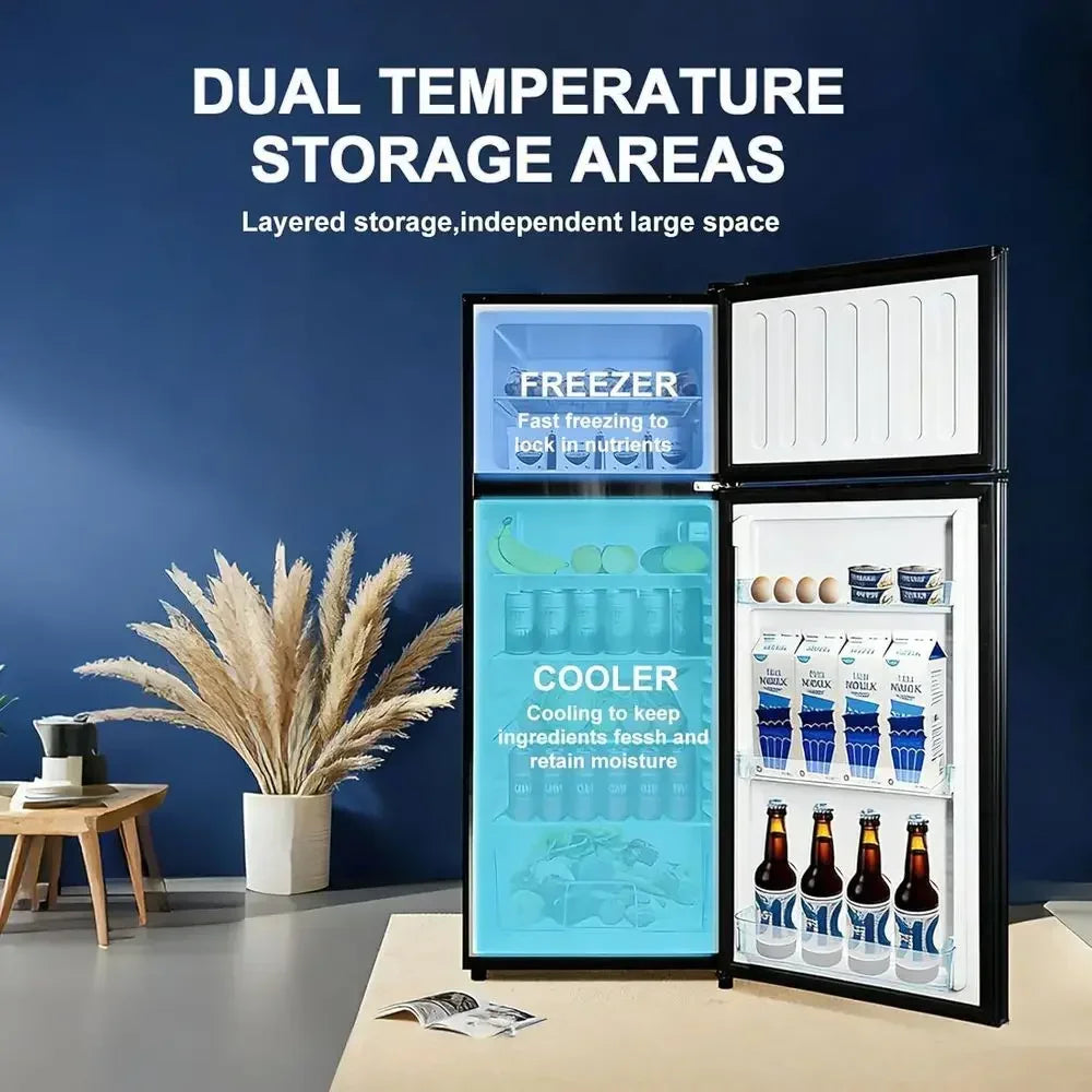 8.5 cu.t Dual-Door Aparent Rerigerator with reezer and Adjustable tat - Slide-Out Glass Shelves or Dorms, Oices, RVs, and Homes
