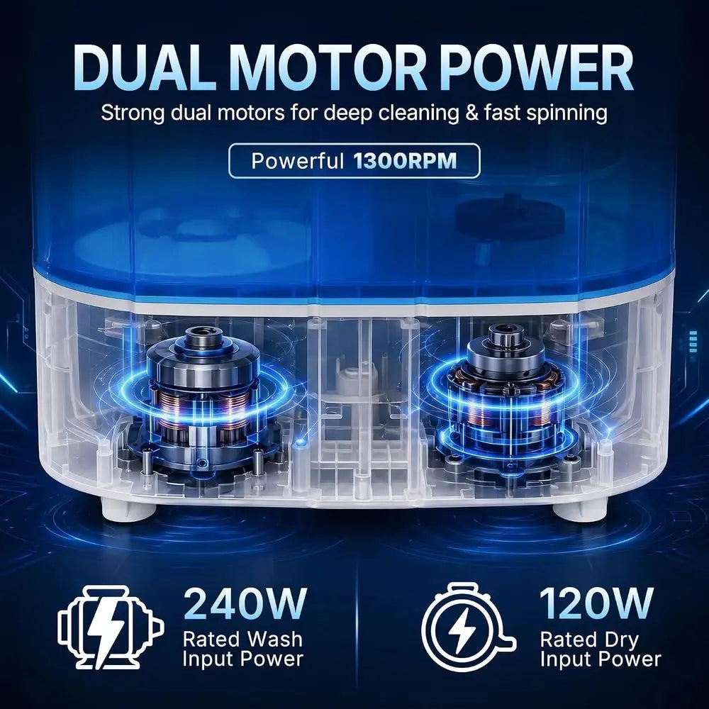 Small Portable Washing hine 9.9lb Mini Compact Washer Twin Tub Laundry hine Top Load Spinning and Washing Combo 6.57 T Inlet Gra