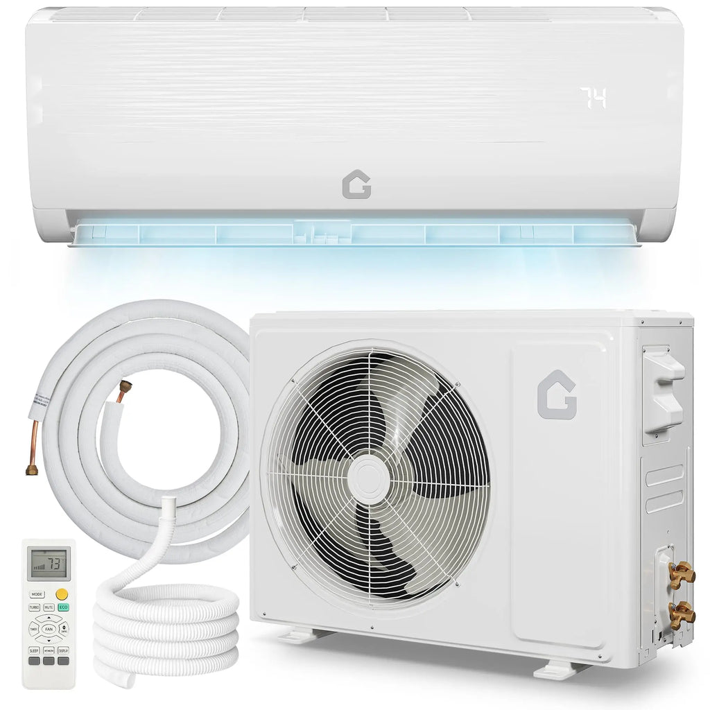 9000 BTU 19 SEER2 Energy Efficient Mini Split Ductless Air Conditioner And Heat Pump Inverter Wall Mounted Cools And Heats 450 Sq Ft Low Noise 115V With Complete Installation Kit