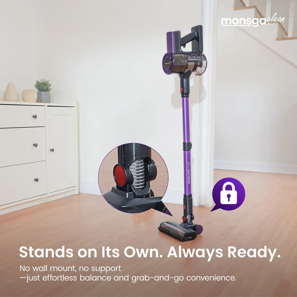 Monsga 55KPA 450W Cordless Vacuum Cleaner, Vertical Vacuum Cleaner Anti-Tangle Brush, Handheld Stick Vacuum Cleaner for Home, Pet Hair, Carpet and Hard Floors