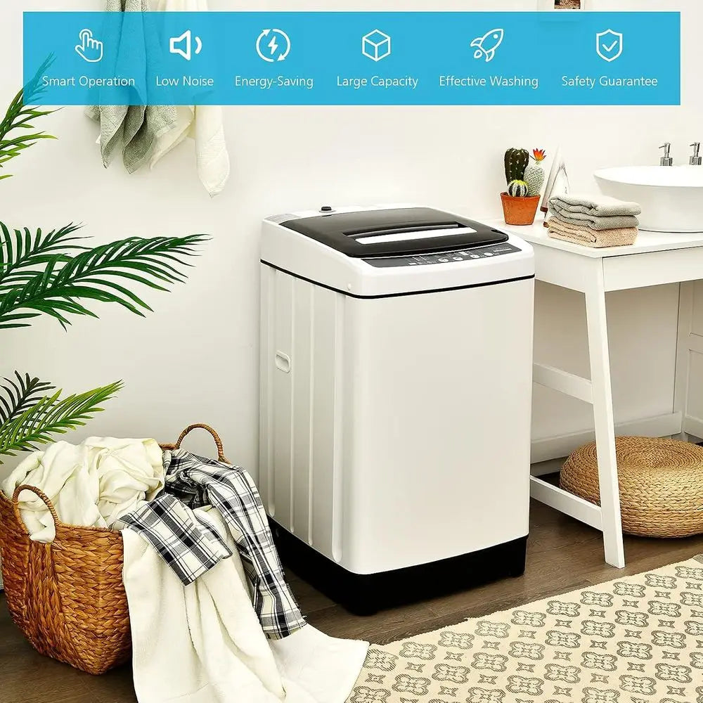 Portable Washing hine, 2 in 1 ull Automatic Laundry Washer 1.5Cu.t 11lbs acity Washing and Spinning Combo 8 Progs 10 Water Level