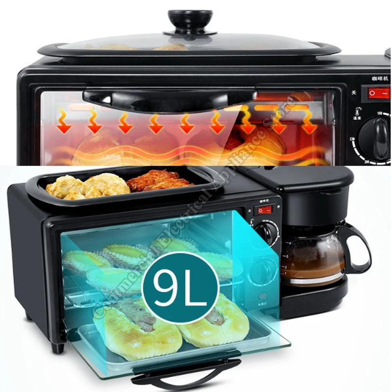 Breakfast Machine Multi-functional Home Three-in-One Sandwich Maker  Toaster Oven