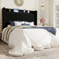 Full/Queen/King Size Velvet Bed Frame With USB Charging Station, Wingback Storage Headboard, Upholstered Platform Bed With Wooden Slats Support, No Box Spring Needed, Easy Assembly, White