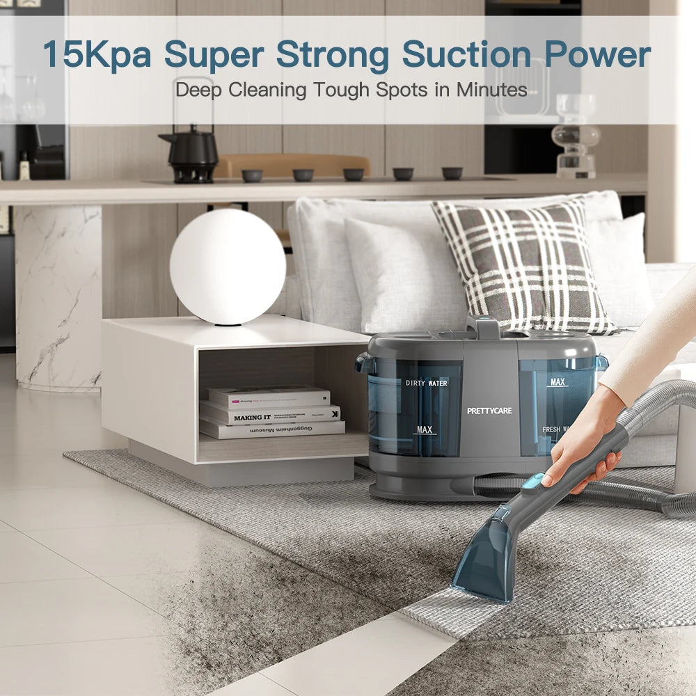 PrettyCare PC808 Cordless Carpet&Spot Vacuum Cleaner 1.4m Hose 30minutes Fabric Vacuum Cleaner with Wet Sprayer For Sofa Car