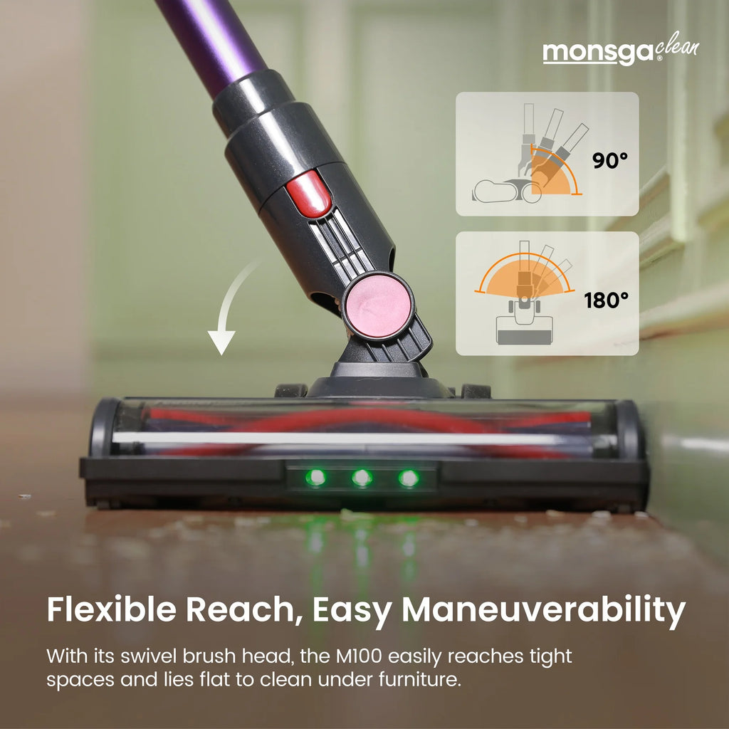 Monsga 55KPA 450W Cordless Vacuum Cleaner, Vertical Vacuum Cleaner Anti-Tangle Brush, Handheld Stick Vacuum Cleaner for Home, Pet Hair, Carpet and Hard Floors