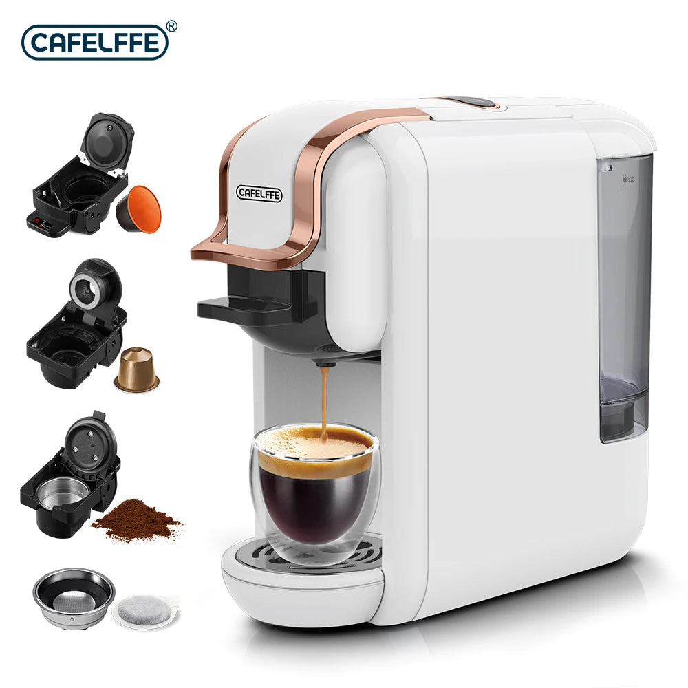 CAFELFFE MK-603 Capsule Coffee Machine with 4 Adapters, 19Bar Hot Cold Brew Espresso Maker For NES/DG/ESE and Coffee Grounds