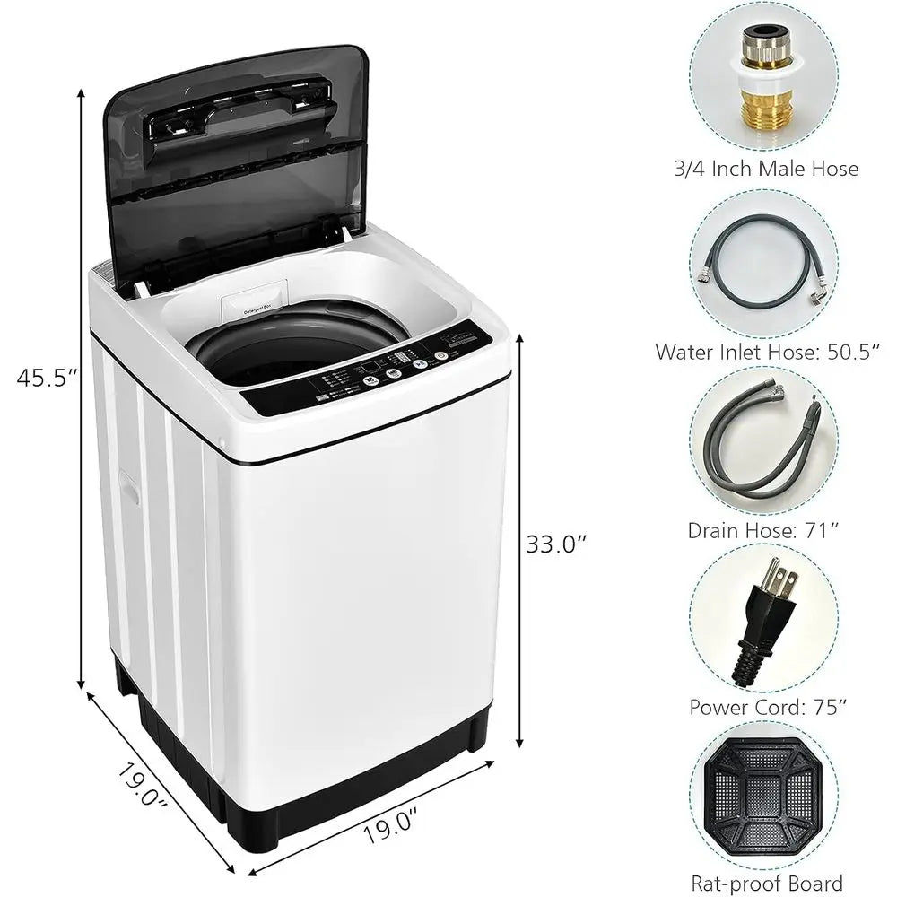 Portable Washing hine, 2 in 1 ull Automatic Laundry Washer 1.5Cu.t 11lbs acity Washing and Spinning Combo 8 Progs 10 Water Level