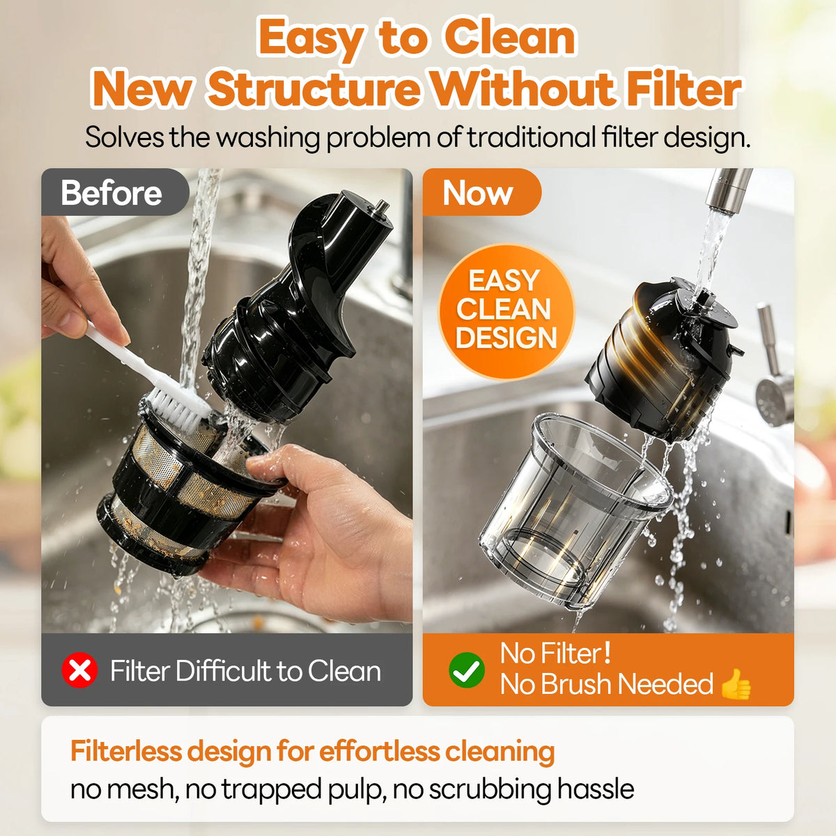 MAX6 Slow Juicer Cold Press Juicer Machine 6" large Feed Chute 3-in-1Multi-Functional Juicer 1000ml Overheat Protection LED Light with Cleaning Brush High Juice Yield