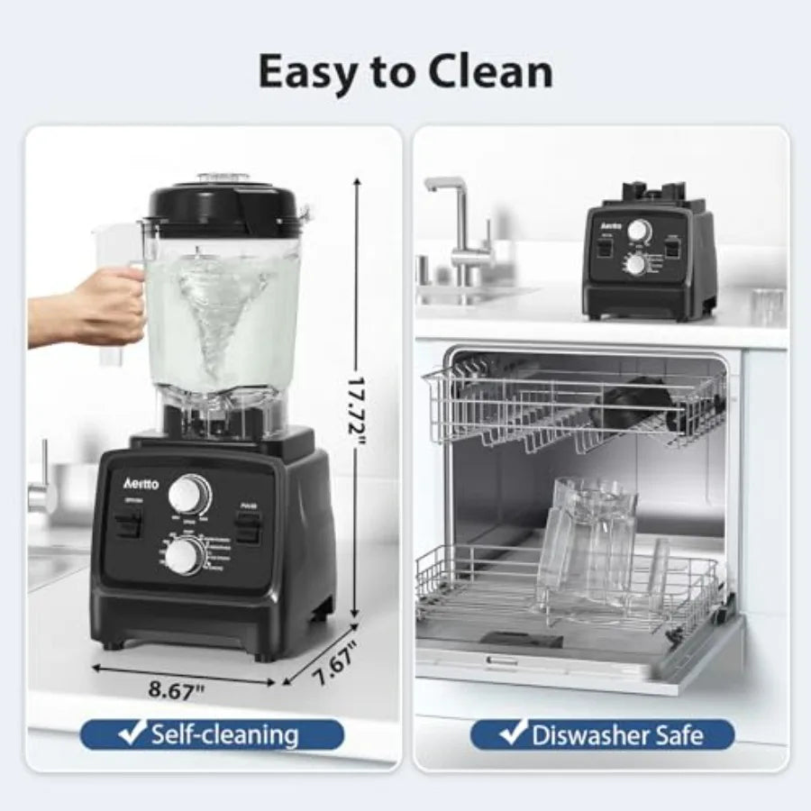 Kitchen blender with 1800W motor, 68oz capacity, 2-in-1 blender grinder, BPA-free plastic, black, professional-grade smoothie