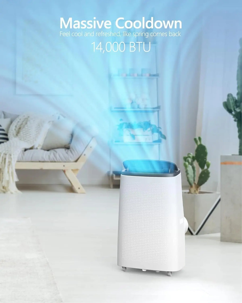 14,000 BTU High Quality Smart Home Portable AC Air Conditioner 3-in-1 Portable Air Conditioner with Cooling for Home office Living room 24H Timer