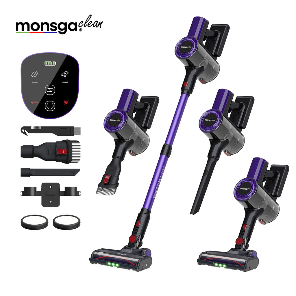 Monsga 55KPA 450W Cordless Vacuum Cleaner, Vertical Vacuum Cleaner Anti-Tangle Brush, Handheld Stick Vacuum Cleaner for Home, Pet Hair, Carpet and Hard Floors