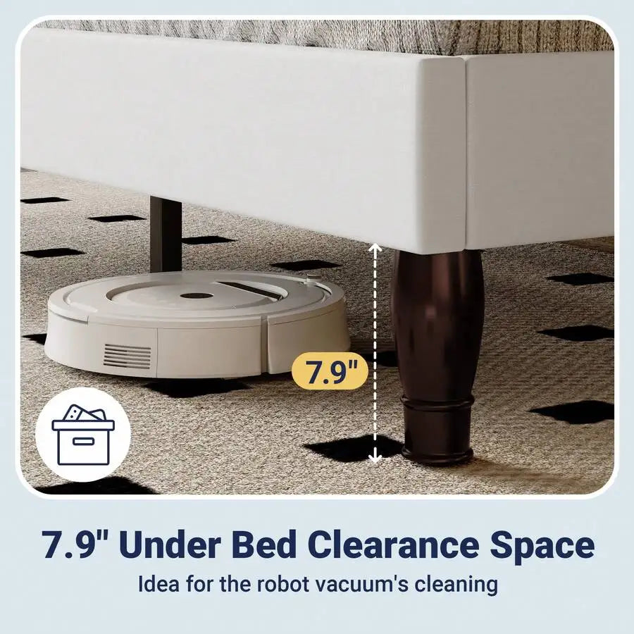 Full/Queen/King Size Velvet Bed Frame With Adjustable Headboard, Wooden Slats Support, Upholstered Diamond Button Tufted And Metal Studs, No Box Spring Needed, Easy Assembly, White