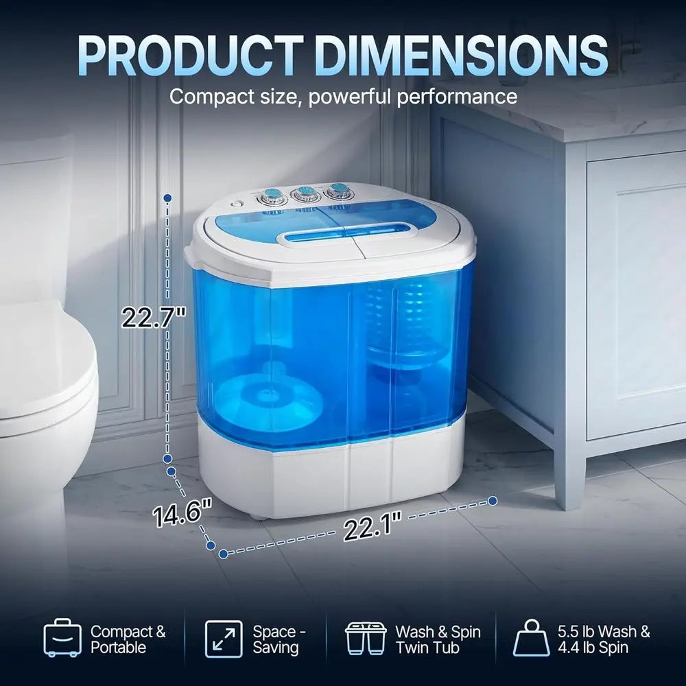 Small Portable Washing hine 9.9lb Mini Compact Washer Twin Tub Laundry hine Top Load Spinning and Washing Combo 6.57 T Inlet Gra
