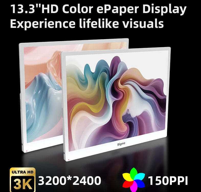Bigme B13 Color E-ink Monitor, 13.3'' 3K 3200x2400 E-Paper Display with 36-Level Cold & Warm Light for Windows Mac Android iOS
