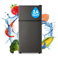Mini Fridge with Top Freezer 2.4Cu.ft Two Door Small Grey Refrigerator for Personal Use Includes Egg Tray
