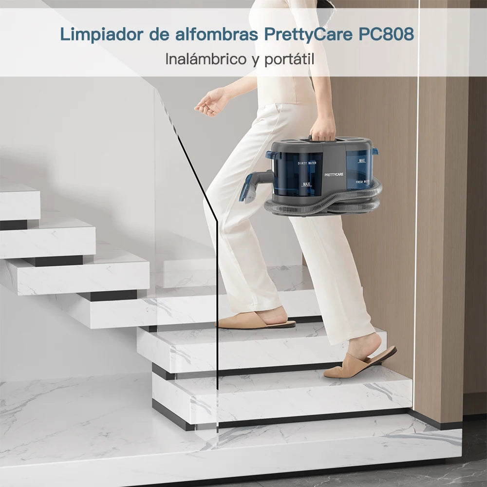PrettyCare PC808 Cordless Carpet&Spot Vacuum Cleaner 1.4m Hose 30minutes Fabric Vacuum Cleaner with Wet Sprayer For Sofa Car