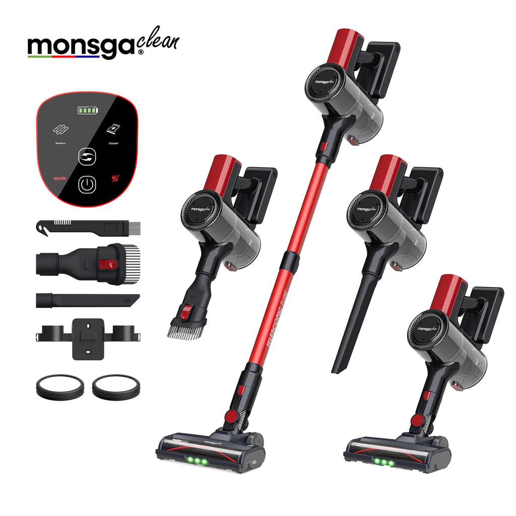 Monsga 55KPA 450W Cordless Vacuum Cleaner, Vertical Vacuum Cleaner Anti-Tangle Brush, Handheld Stick Vacuum Cleaner for Home, Pet Hair, Carpet and Hard Floors