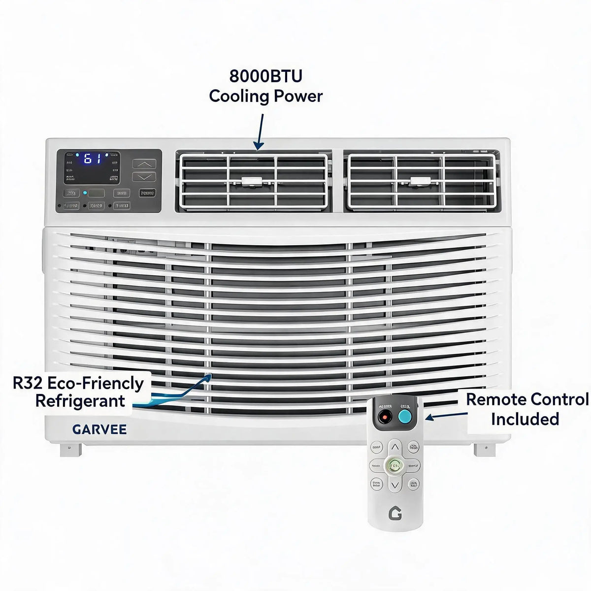 Window Air Conditioner Unit 8000 BTU With Remote Control Cools Rooms Up To 350 Sq Ft 3 Cooling And Fan Speeds Quiet Operation Digital Display Easy Install Kit For Bedroom Office