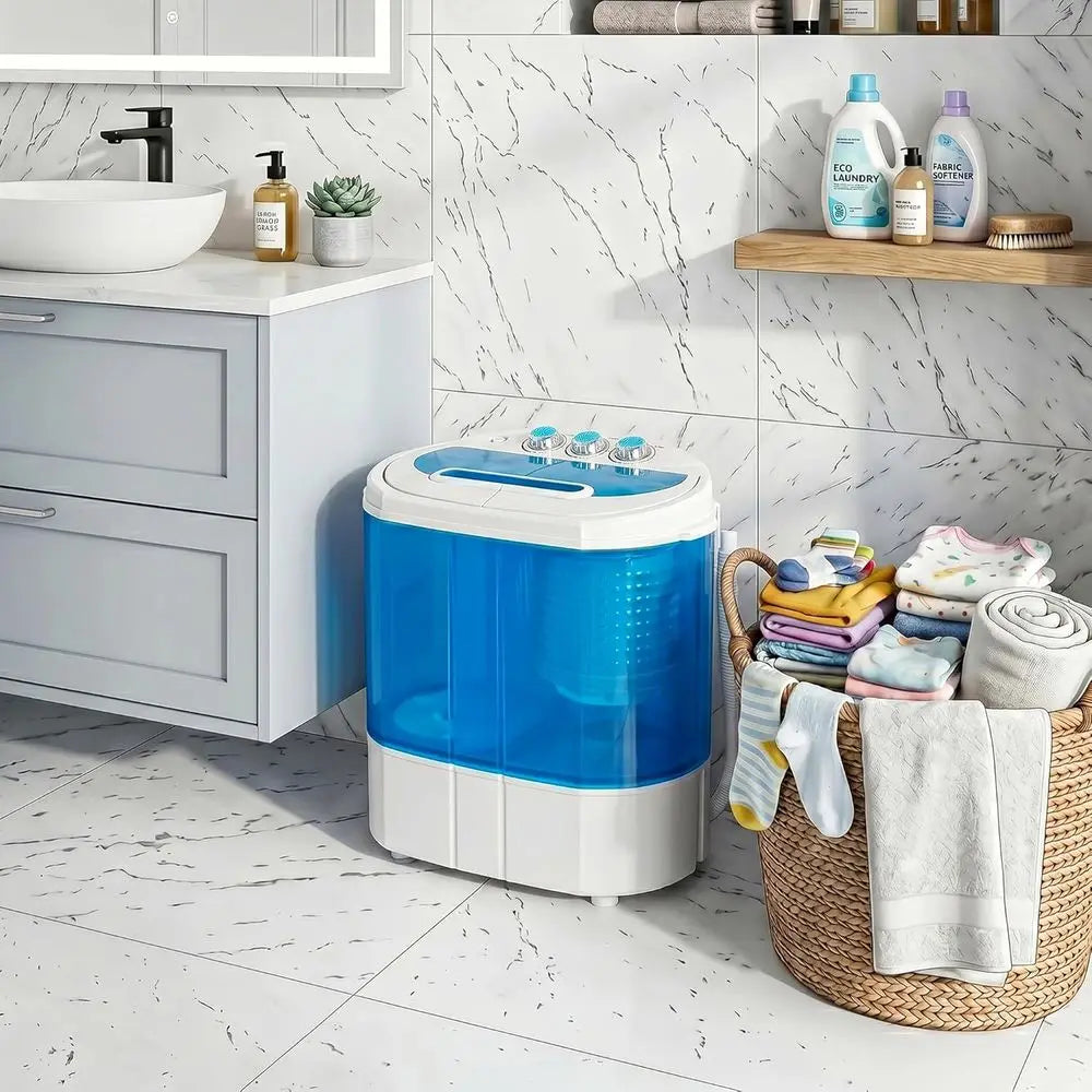 Small Portable Washing hine 9.9lb Mini Compact Washer Twin Tub Laundry hine Top Load Spinning and Washing Combo 6.57 T Inlet Gra