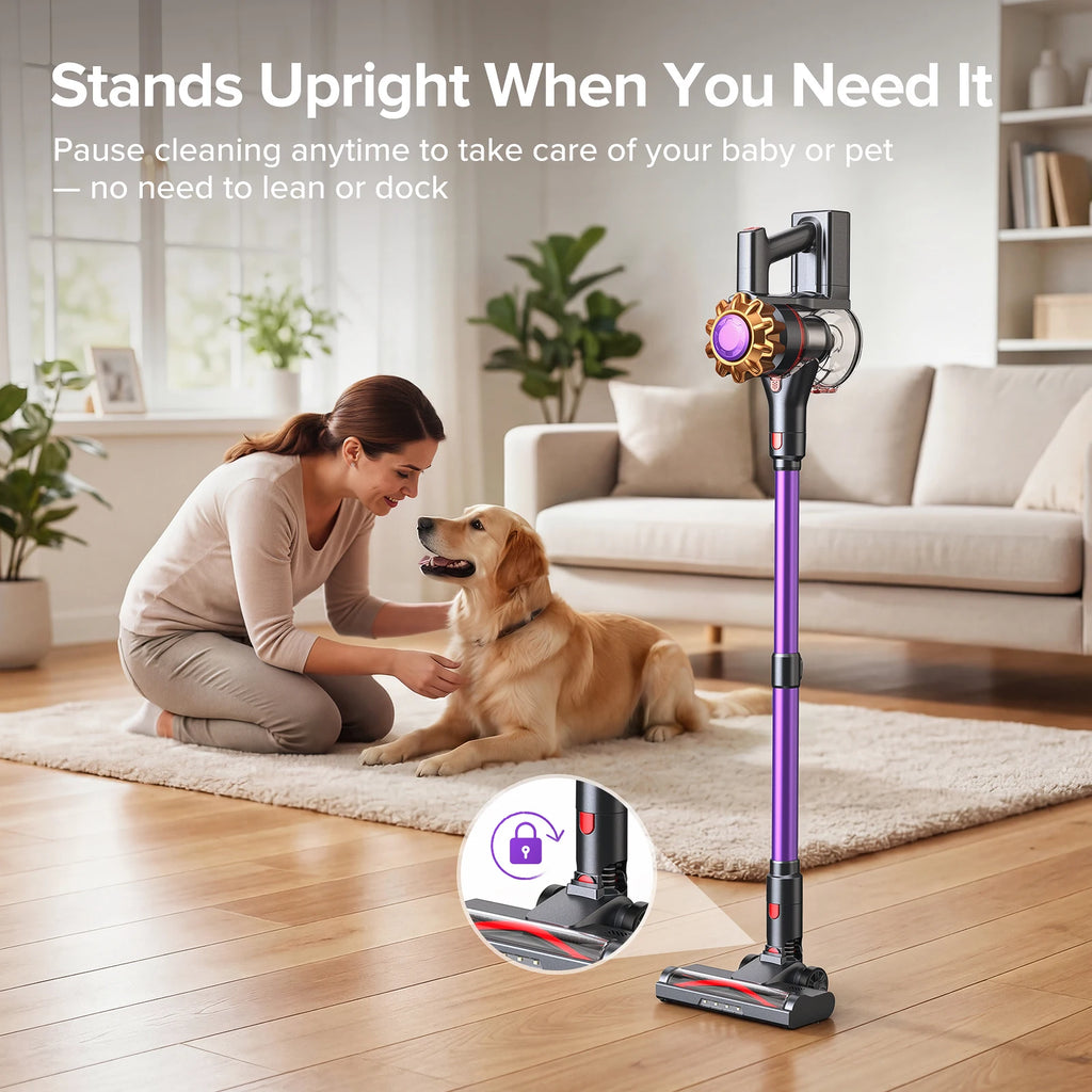 Lubluelu P7 Powerful Cordless Handheld Vacuum Cleaner, 35KPA, Seven-layer High-performance Filtration, with Anti-Slip Protection/Anti-Tangle Brush, Detachable Battery, Lightweight, Large Dust Cup, for Home, Pet Hair, Floor, C