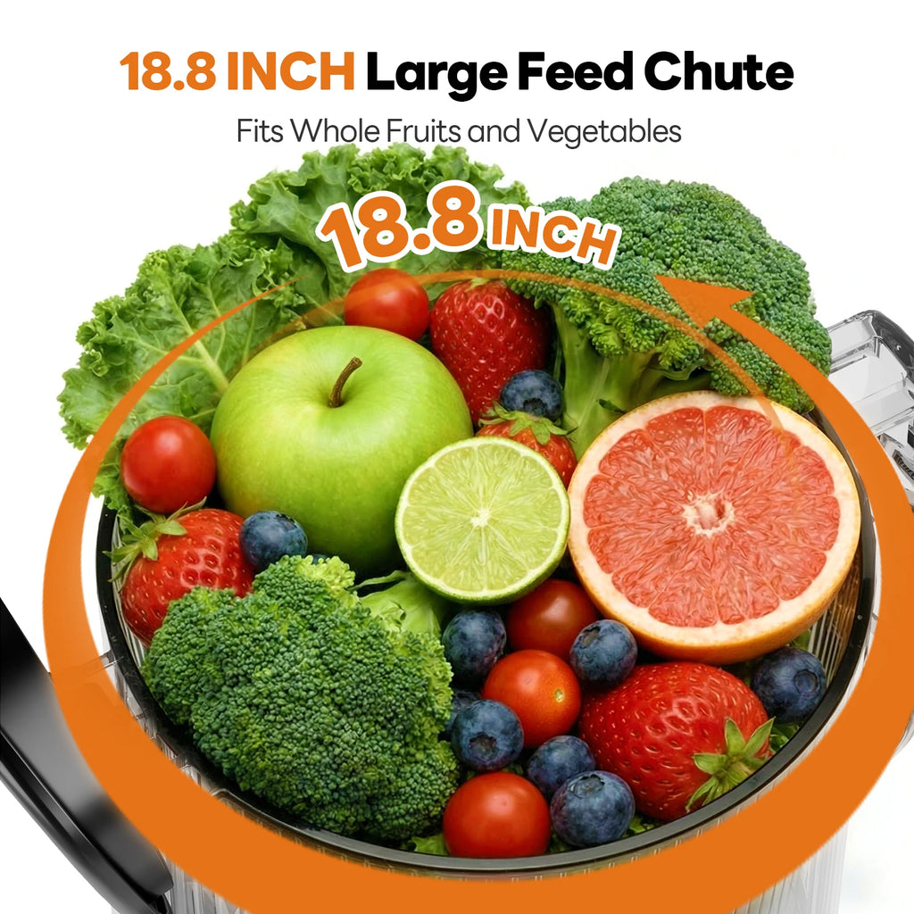 MAX6 Slow Juicer Cold Press Juicer Machine 6" large Feed Chute 3-in-1Multi-Functional Juicer 1000ml Overheat Protection LED Light with Cleaning Brush High Juice Yield