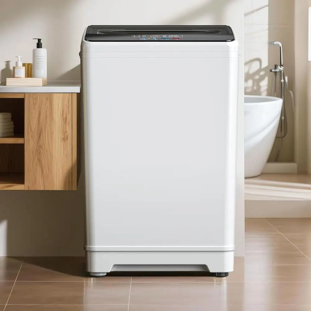 18lbs Portable Washing hine, Laundry Washer, 2.4 Cu.t, White | ully Automatic, Energy Saving, StainlSteel Tub, Drain Pump, 10 Wa