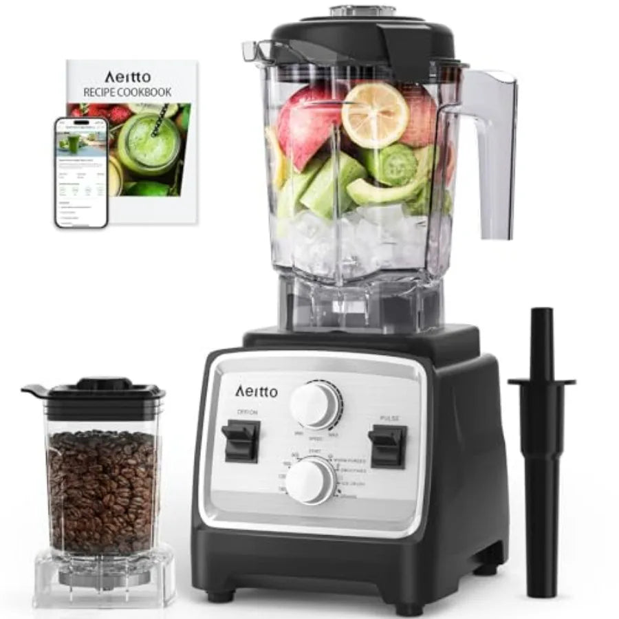 Kitchen blender with 1800W motor, 68oz capacity, 2-in-1 blender grinder, BPA-free plastic, black, professional-grade smoothie