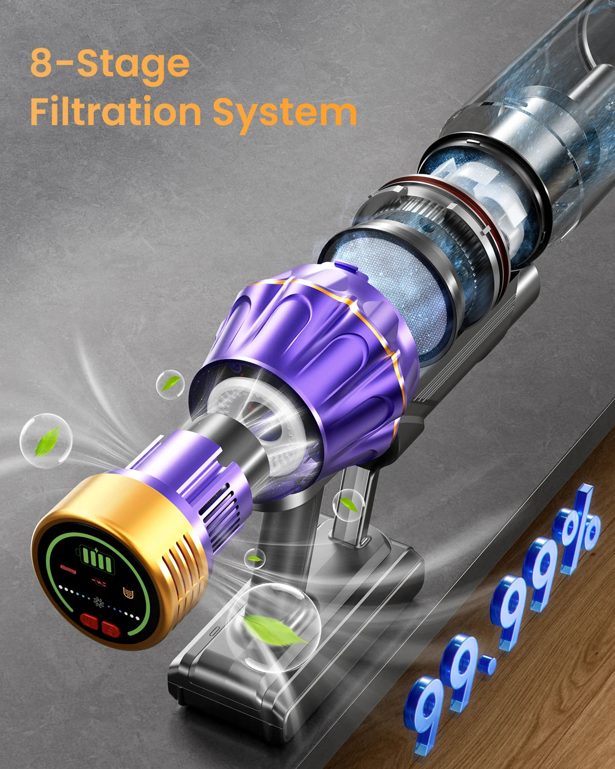 M9/Y9 NEW 80KPA 850W 80000PA Ultra-Strong Cordless Vacuum Cleaner 90 Min Long Runtime Removable Battery 6X4000mAh Smart Display