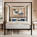Black Canopy Bed Frame, Full/Queen Size, Metal Canopy Platform Bed With 4 Posts, Mattress Foundation With Metal Slats Support, No Box Spring Needed, Noise Free, Easy Assembly