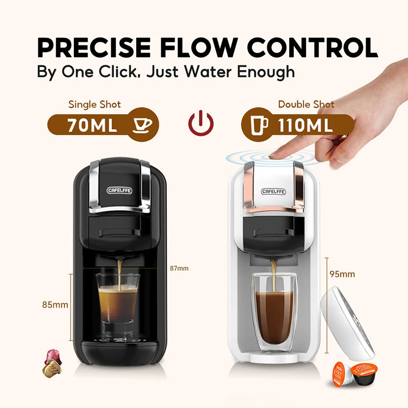 CAFELFFE MK-603 Capsule Coffee Machine with 4 Adapters, 19Bar Hot Cold Brew Espresso Maker For NES/DG/ESE and Coffee Grounds