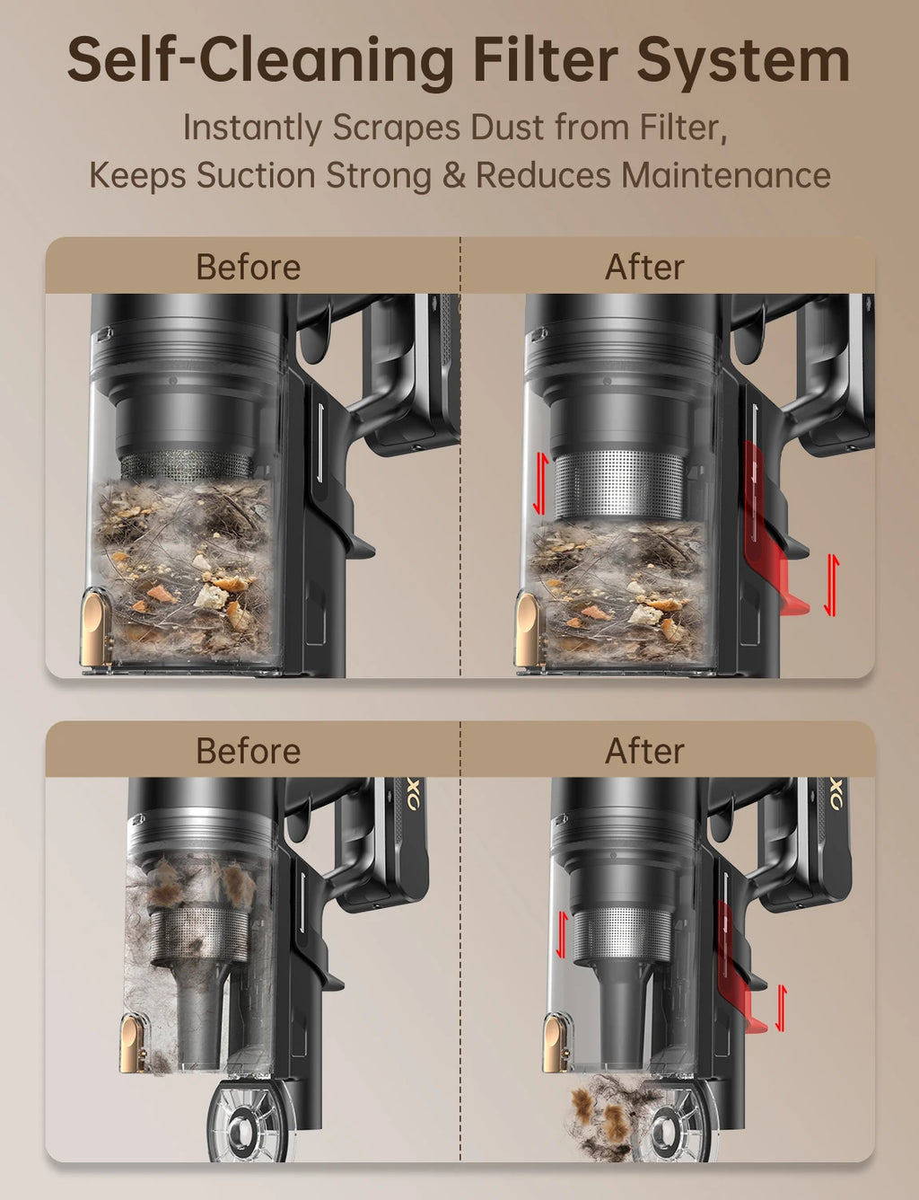 Cordless Vacuum Cleaner 600W/58KPa, Self-Standing Stick Vacuum with 65-Min Runtime & Removable Battery, Self-Cleaning Filtration, Tangle-Free for Pet Hair, Carpets, Hard Floors & Everyday Cleaning