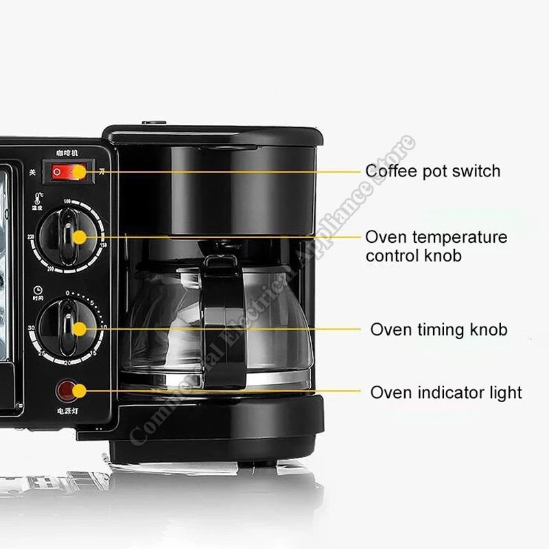 Breakfast Machine Multi-functional Home Three-in-One Sandwich Maker  Toaster Oven