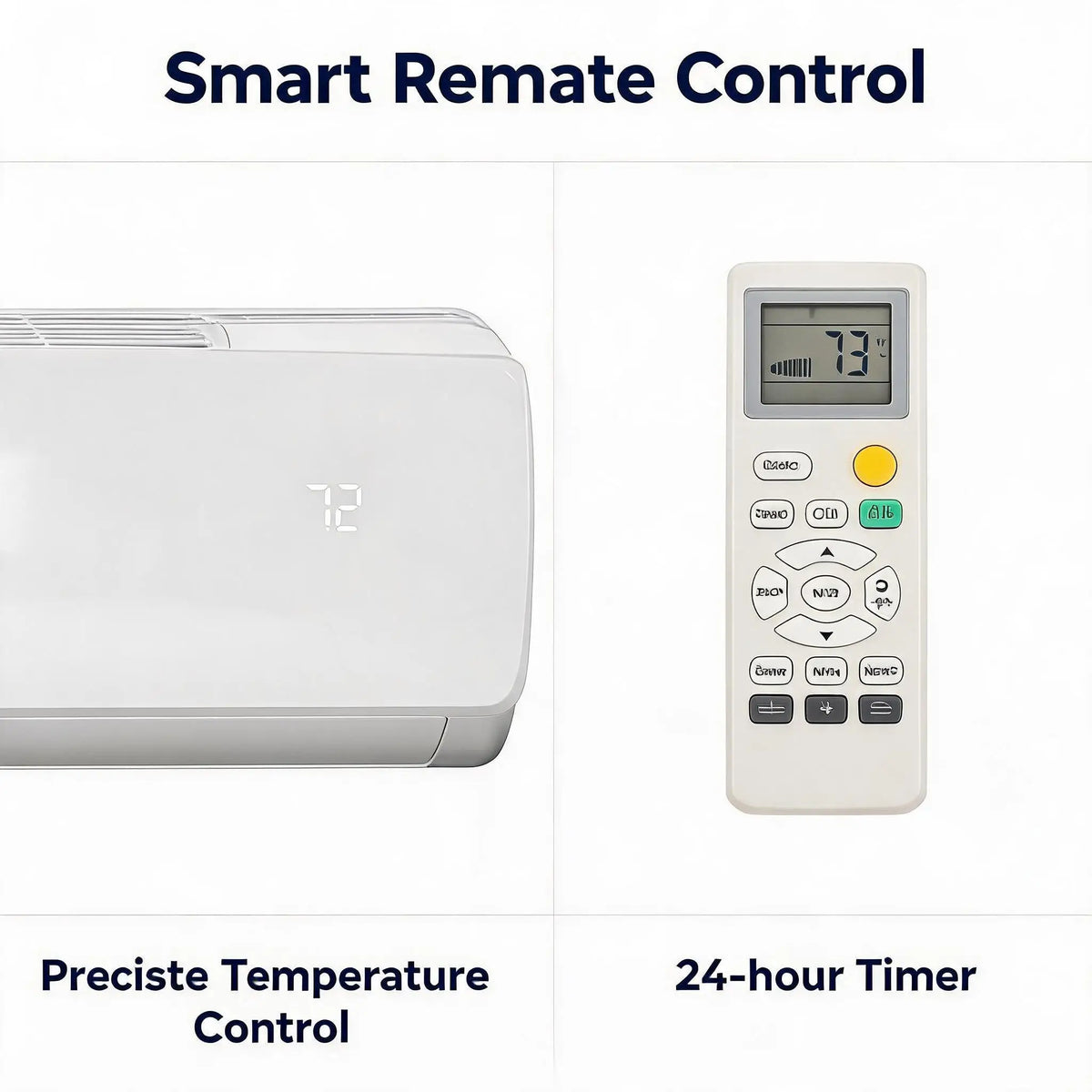 Mini Split Wall Mounted Air Conditioner And Heat Pump 9000 BTU Ultra Quiet 19 SEER2 3 In 1 Inverter Cooling Heating Dehumidifying 115V Energy Efficient Pre Charged Line Set