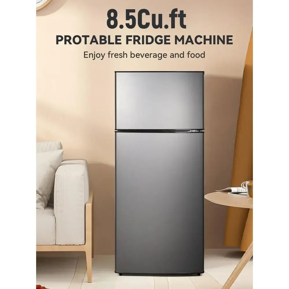 8.5 cu.t Dual-Door Aparent Rerigerator with reezer and Adjustable tat - Slide-Out Glass Shelves or Dorms, Oices, RVs, and Homes
