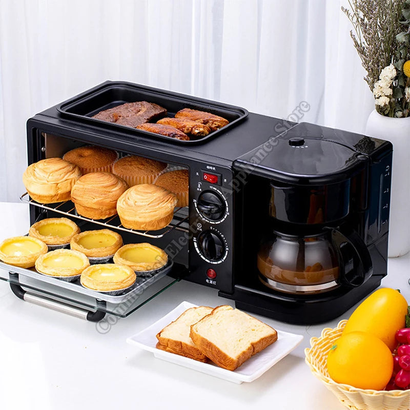 Breakfast Machine Multi-functional Home Three-in-One Sandwich Maker  Toaster Oven