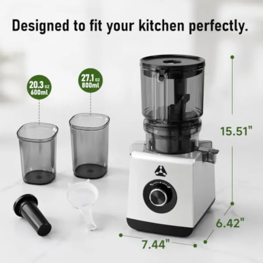 3-In-1 Cold Press Juicer Machine For Home Use, Stainless Steel And Black, Faster Juicing With Wide Chute And Clog-Resistant Des