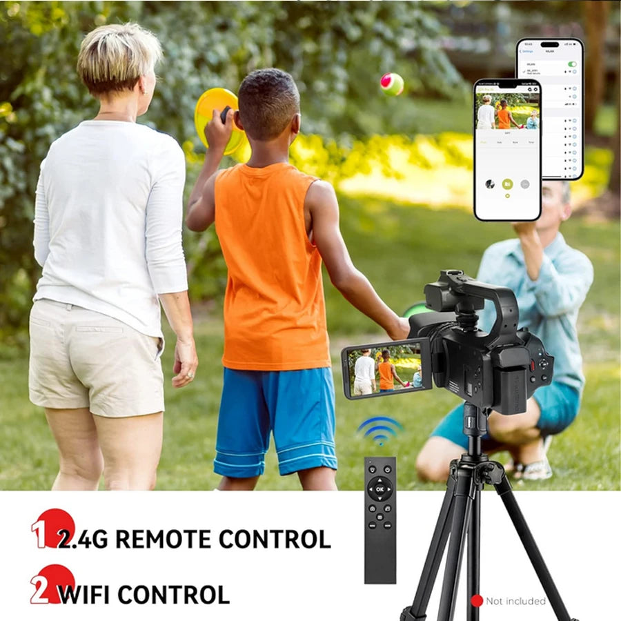 UHD 4k Video Camera Camcorder with 18X Digital Zoom,64MP Digital Camera Recorder,4.0-inch Rotating Touchscreen,64GB SD Card,Micr